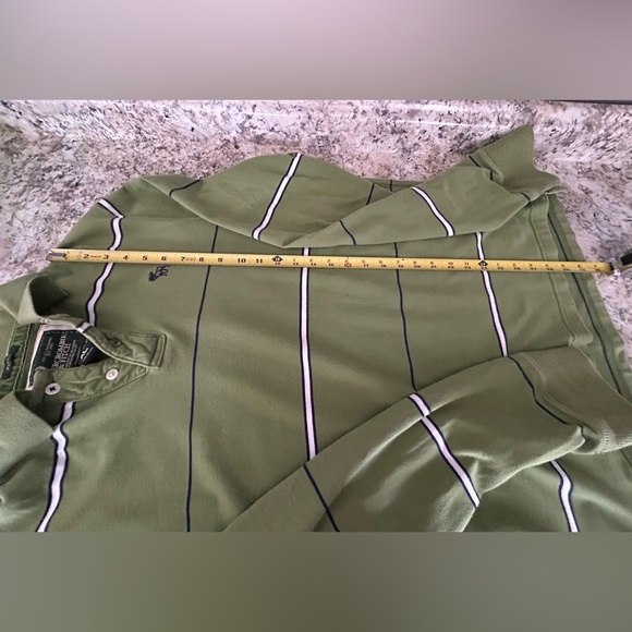 Abercrombie & Fitch Green Blue White Rugby Shirt Muscle Y2K Preppy Size XL Heavy - Picture 9 of 9